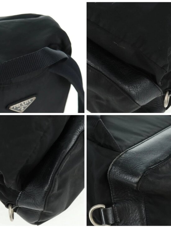 PRADA Backpack Nylon Black Silver Auth bs31873